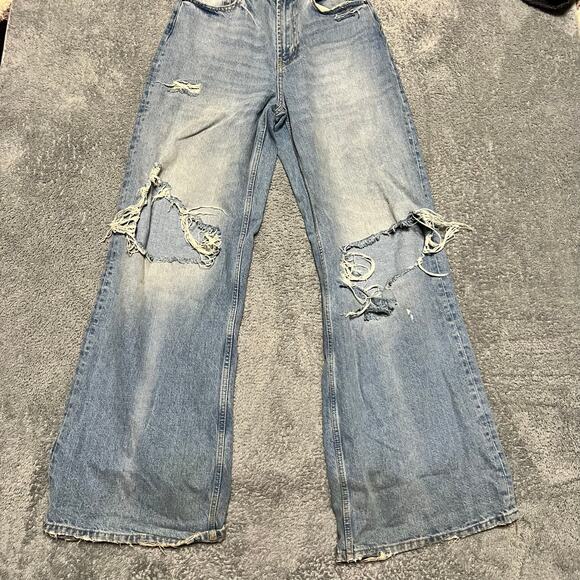 BDG Urban Outfitters Jeans Womens 27 Baggy Wide Leg Skater Barrel Blue ** - Picture 1 of 12